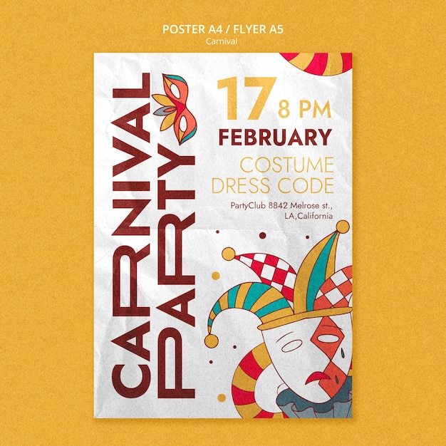 Free PSD flat design carnival template