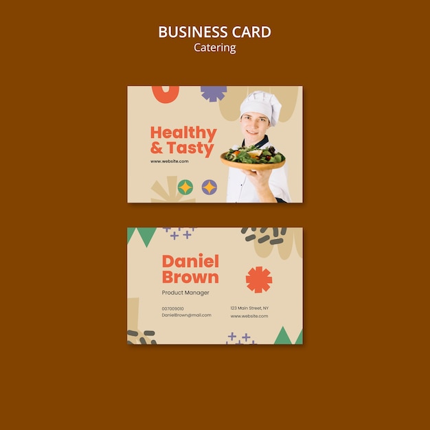 Flat design catering service business card