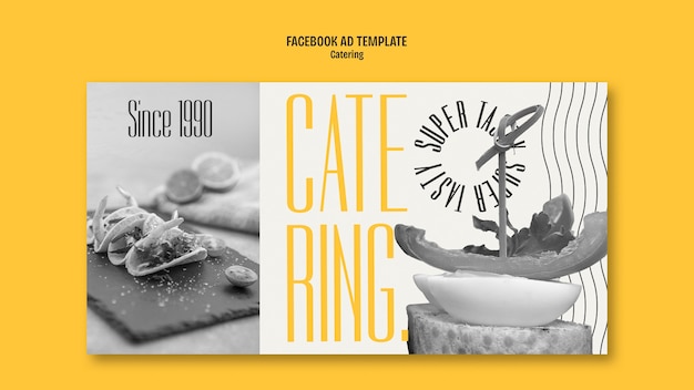 Free PSD flat design catering service facebook template