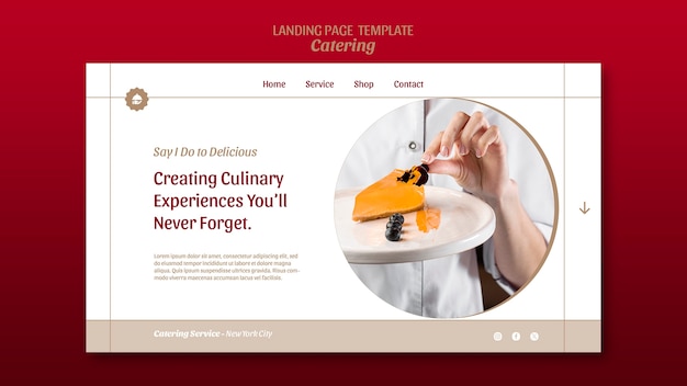 Free PSD flat design catering service landing page