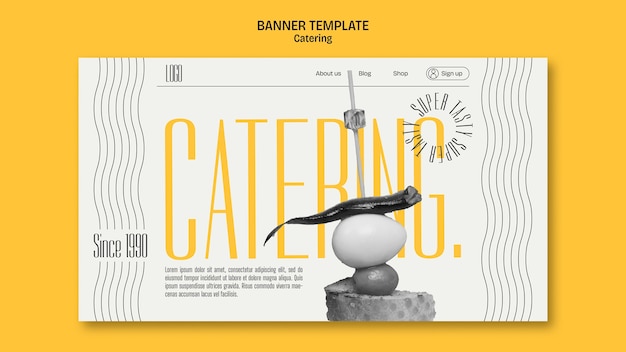 Free PSD flat design catering service landing page