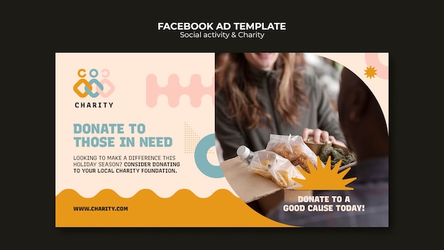 Free PSD flat design charity event facebook template