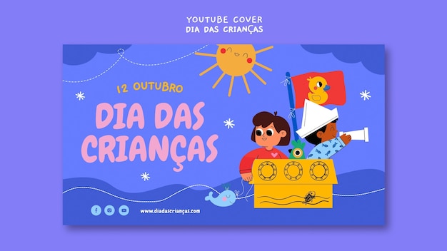 Free PSD flat design children's day in brazil template