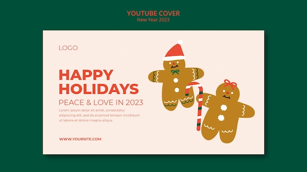 Flat design christmas and new year youtube cover