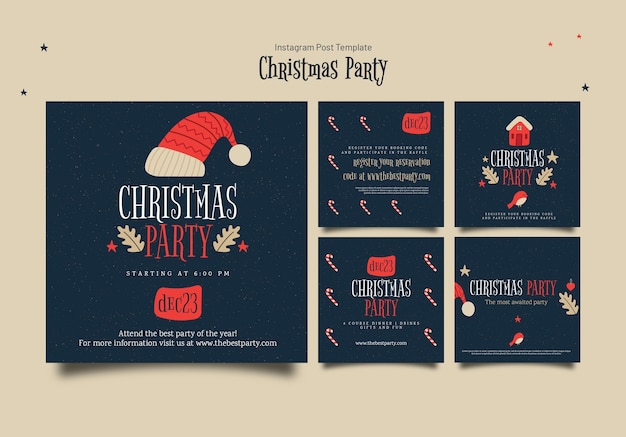 Free PSD flat design christmas party instagram posts