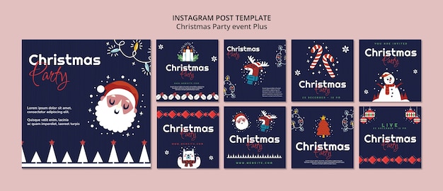 Free PSD flat design christmas party template