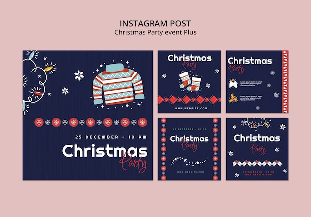 Free PSD flat design christmas party template