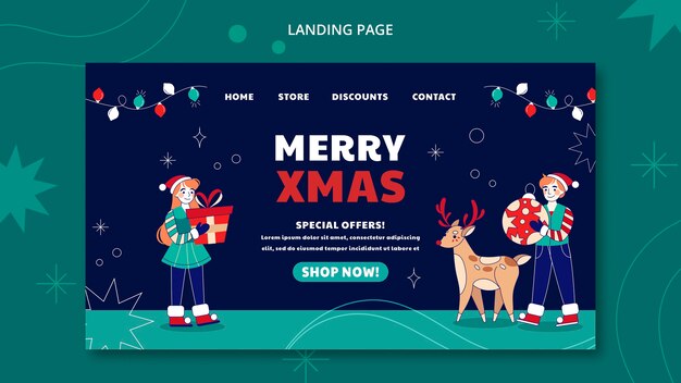 Free PSD flat design christmas template