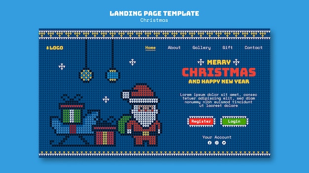 Free PSD flat design christmas template