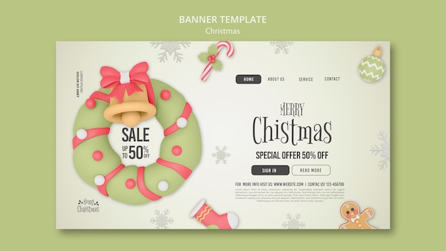 Free PSD flat design christmas template