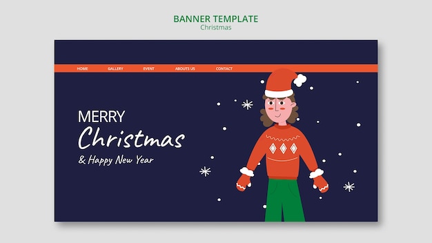 Free PSD flat design christmas template