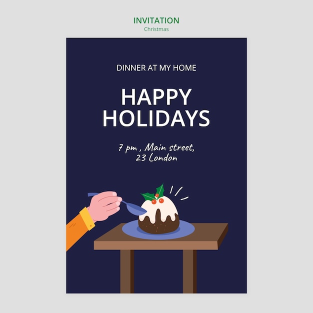 Free PSD flat design christmas template