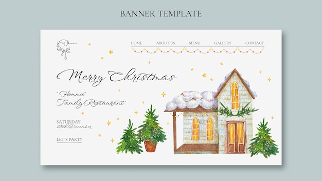 Free PSD flat design christmas template