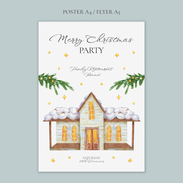 Free PSD flat design christmas template