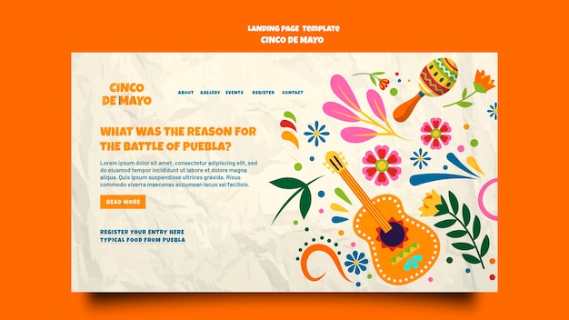 Free PSD flat design cinco de mayo landing page template