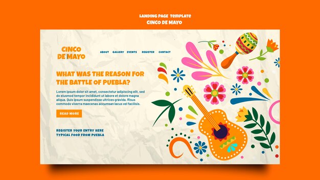 Flat design cinco de mayo landing page template