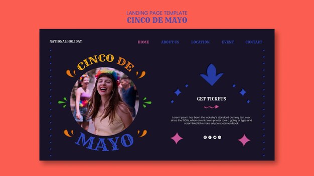 Flat design cinco de mayo landing page template