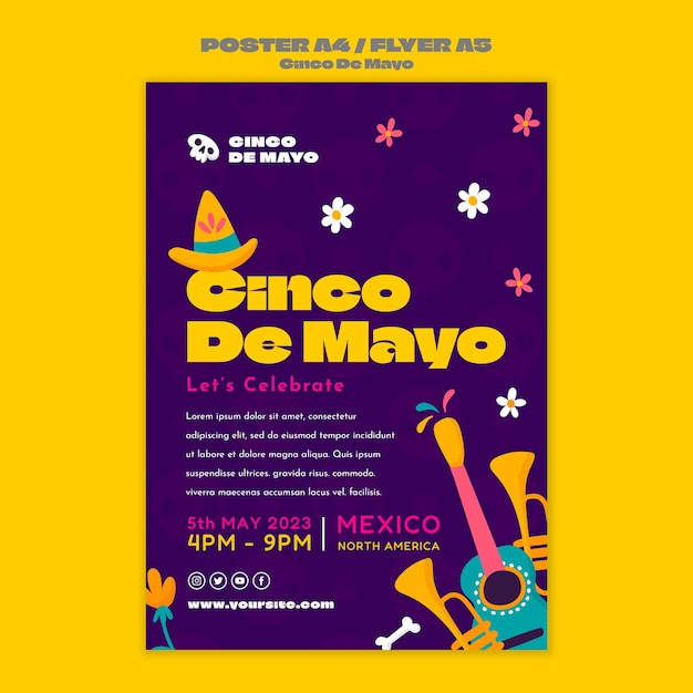 Flat design cinco de mayo template