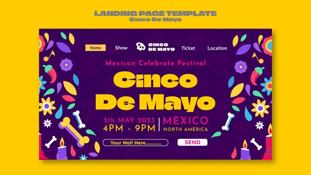 Flat design cinco de mayo template