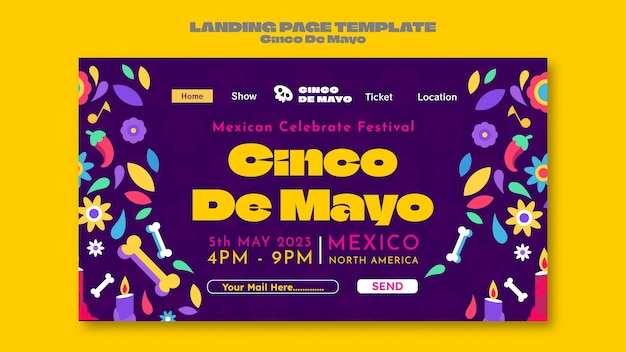 Flat design cinco de mayo template