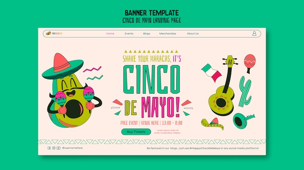 Flat design cinco de mayo template