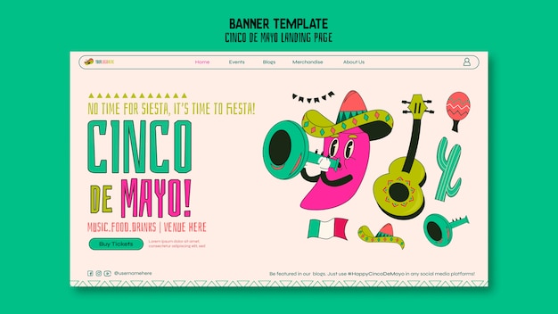 Free PSD flat design cinco de mayo template