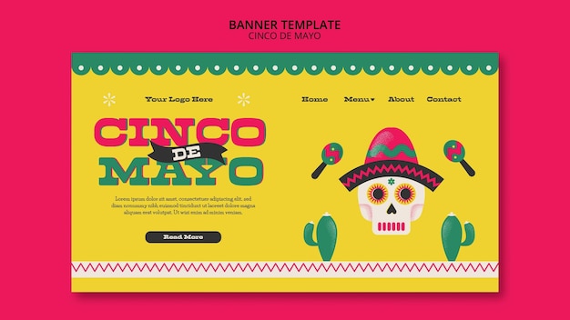 Free PSD flat design cinco de mayo template