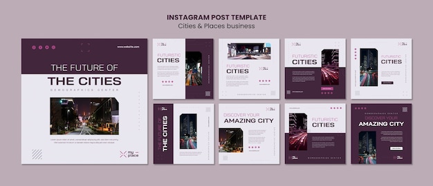 Flat design cities and places template