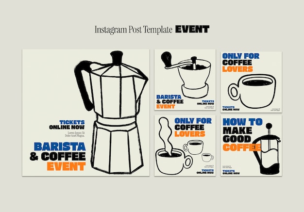 Free PSD flat design coffee even template