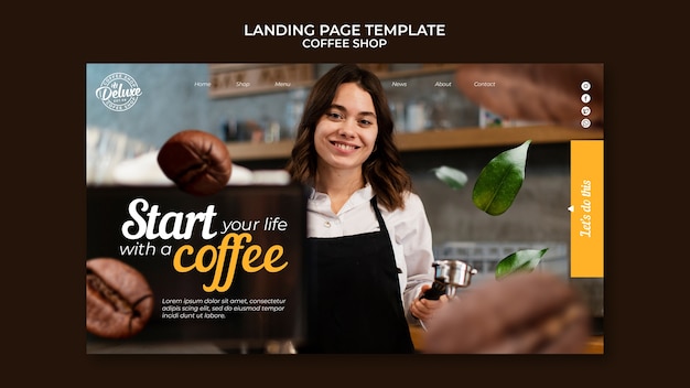 Flat design coffee shop template