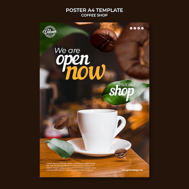 Flat design coffee shop template