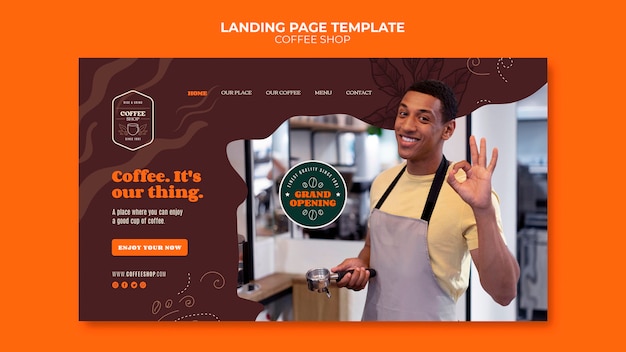 Free PSD flat design coffee shop template