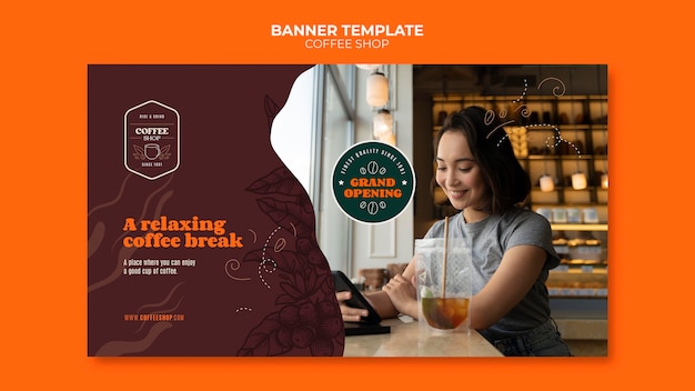 Free PSD flat design coffee shop template