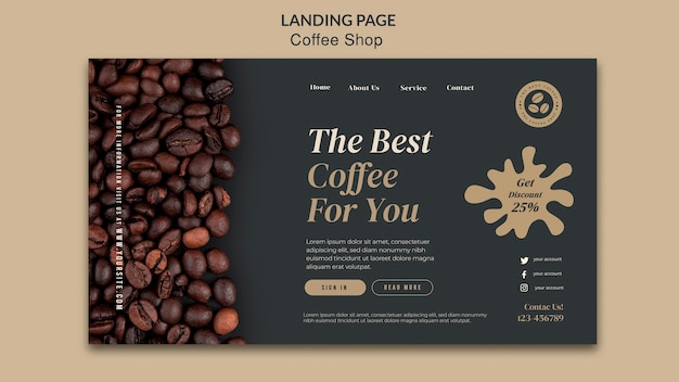 Free PSD flat design coffee shop template