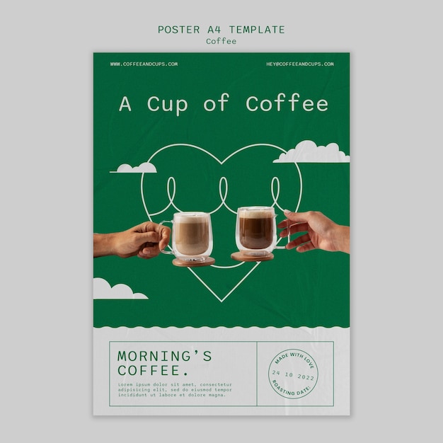 Free PSD flat design coffee template