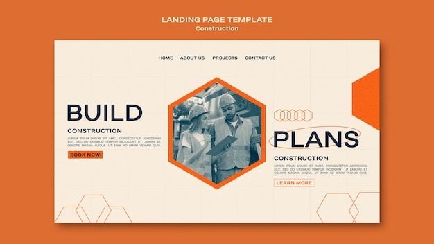 Free PSD flat design construction business template