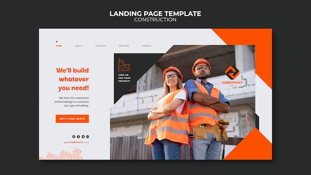 Free PSD flat design construction template