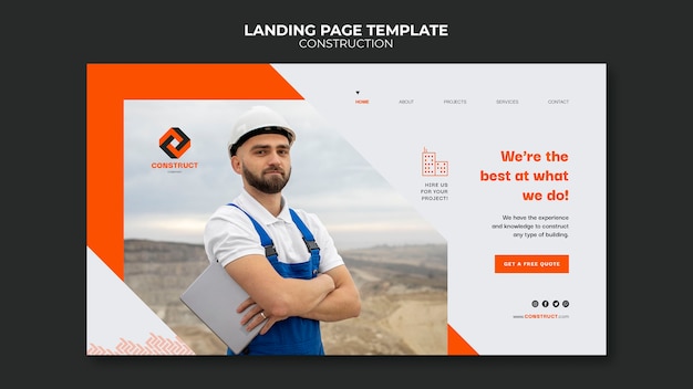 Flat design construction template