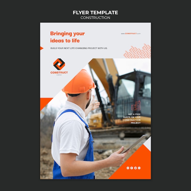 Free PSD flat design construction template