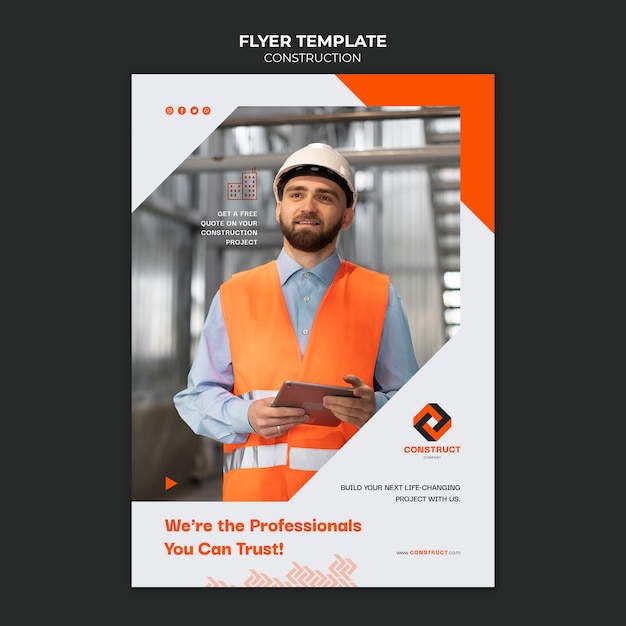 Flat design construction template