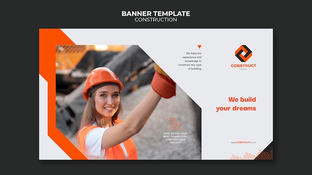 Free PSD flat design construction template