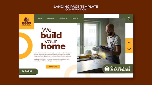 Free PSD flat design construction template