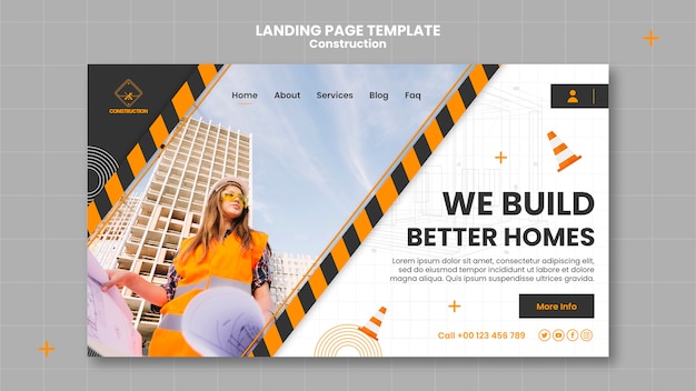 Free PSD flat design construction template