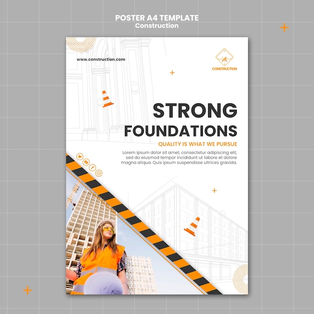 Free PSD flat design construction template