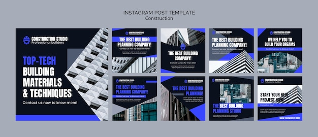 Flat design construction template