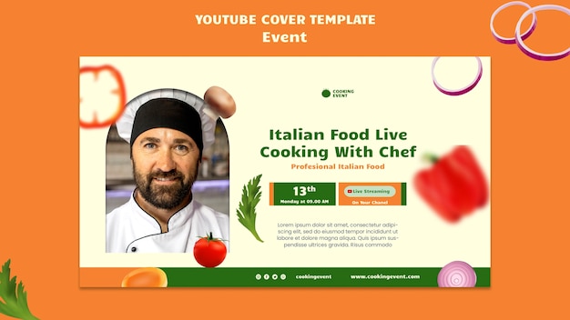 Free PSD flat design cook event template