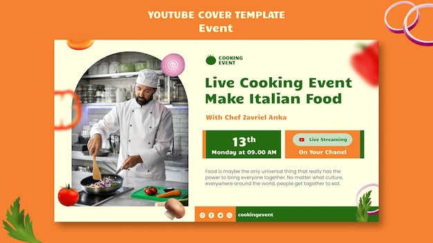 Free PSD flat design cook event template