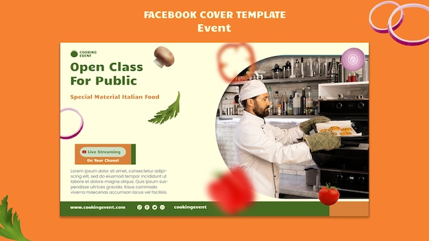 Free PSD flat design cook event template