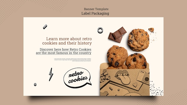 Flat design cookies packaging banner template