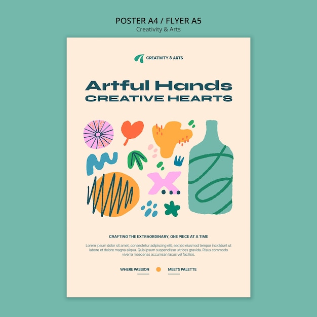 Free PSD flat design  creativity and arts poster template